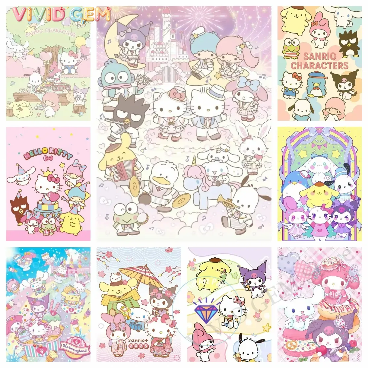 Resin Art Canvas - Алмазная мозаика из коллекции Sanrio Family,