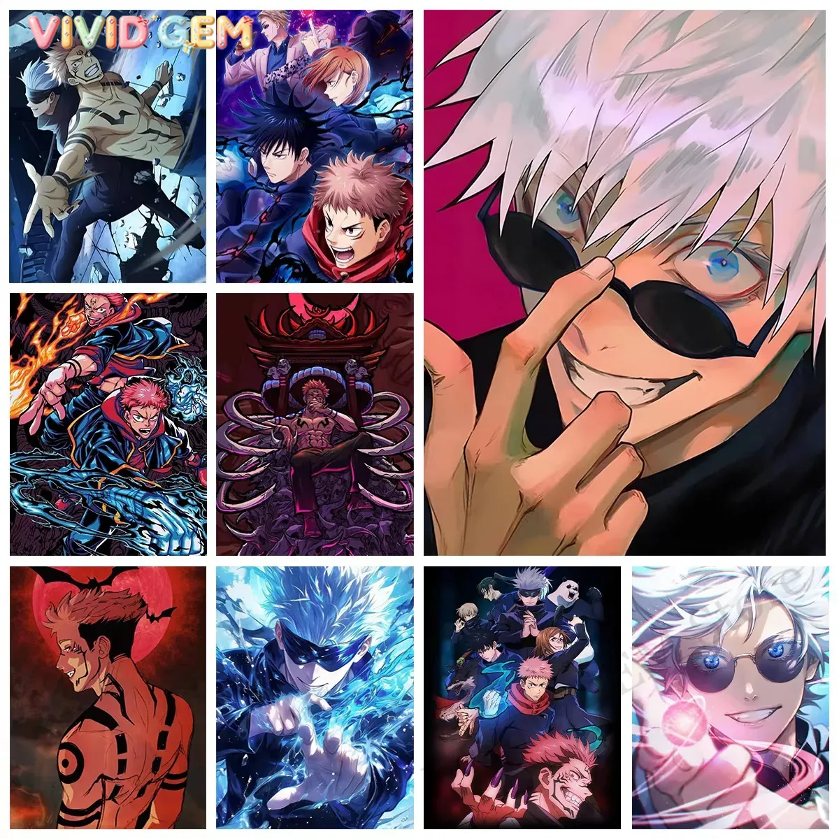 Resin Art Canvas - Алмазная мозаика VIVID GEM: «Джудзюцу Кайсен»,