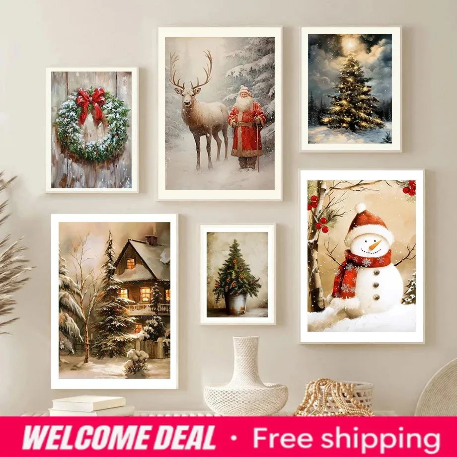Resin Art Canvas - Рождественский декор: постер с Санта-Клаусом и