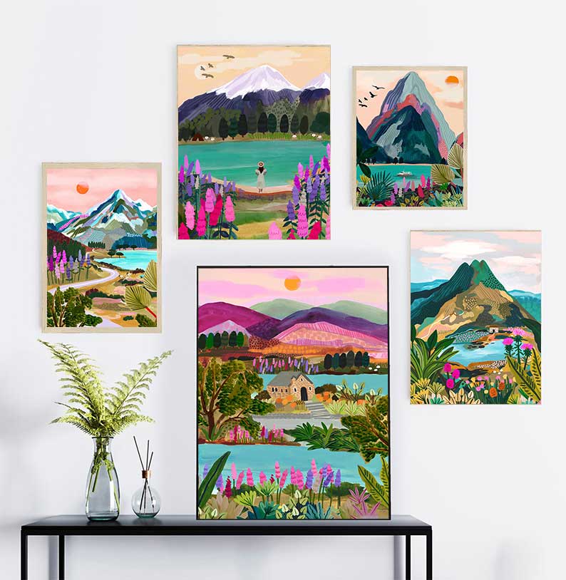Resin Art New Zealand - Пейзажный постер Новая Зеландия, голубые бассейны,